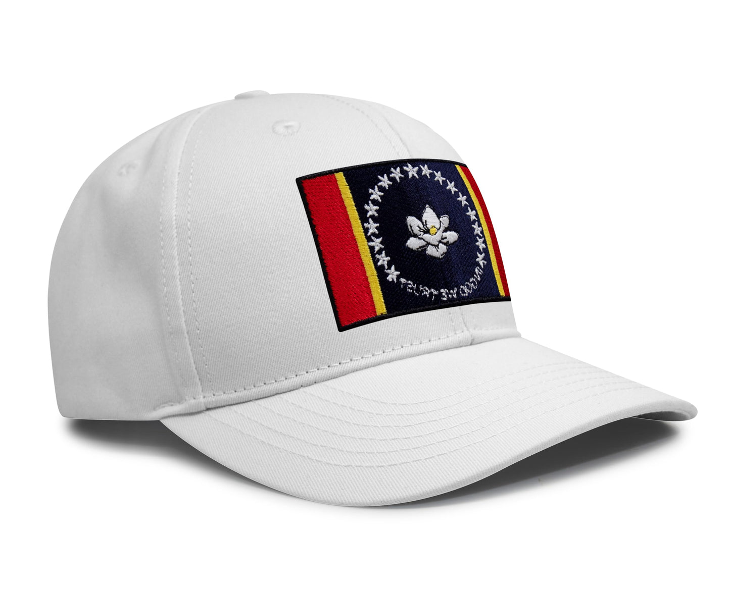 International Tie Mississippi Flag Hat for Men and Women – Snapback Trucker Baseball Cap (All White)