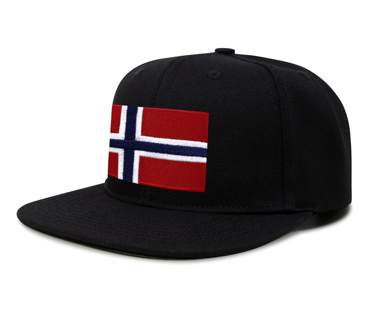 International Tie Norway Hat for Men and Women - Snapback Trucker Baseball Cap (Black Flatbill)