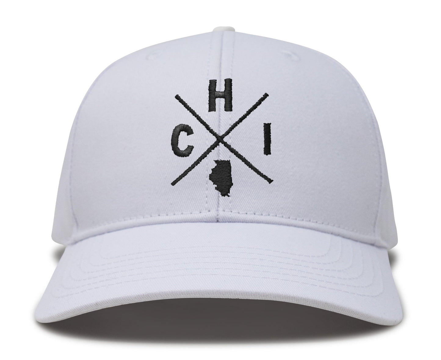 International Tie Chicago CHI Hat for Men and Women - Snapback Trucker Baseball Cap (All White)
