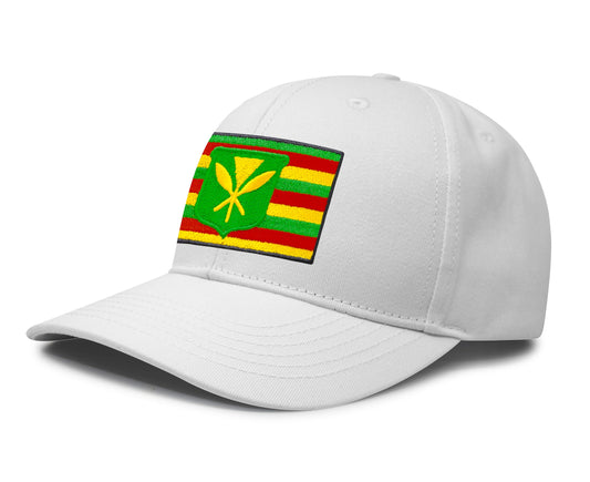 International Tie Kanaka Maoli Hat for Men and Women - Snapback Trucker Baseball Cap (All White)