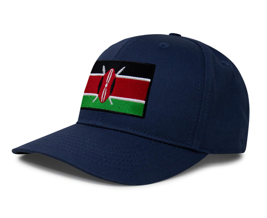 International Tie Kenya Flag Hat for Men and Women - Adjustable Snapback Trucker Baseball Cap (All Navy) - International Tie