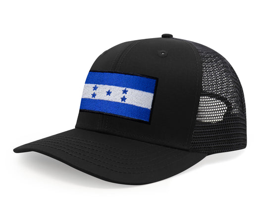International Tie Honduras Flag Hat for Men and Women - Adjustable Snapback Trucker Baseball Cap (All Black) - International Tie