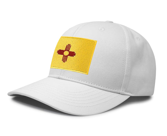 International Tie State Hat for Men and Women, Adjustable Snapback Trucker Baseball Cap with Embroidered Patch (New Mexico, All White) - International Tie