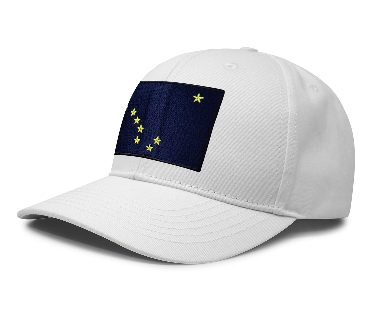 International Tie Premium Alaska Flag Hat for Men and Women - Snapback Trucker Baseball Cap (All White)