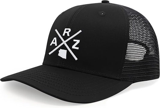 International Tie ARZ (Arizona) - Hat for Men and Women - Snapback Trucker Baseball Cap (All Black)