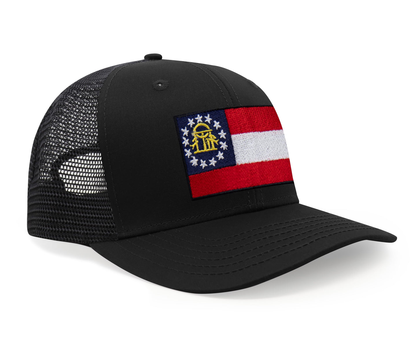 Georgia Flag Hat for Men and Women – Snapback Trucker Baseball Cap by International Tie (All Black)