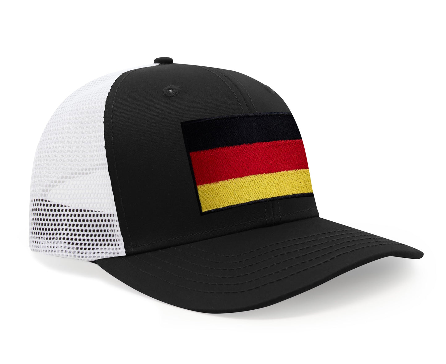 International Tie Germany Flag Hat for Men and Women - Adjustable Snapback Trucker Baseball Cap (Black White)