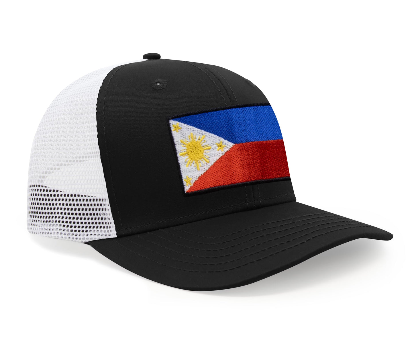 International Tie Philippines Hat for Men and Women - Snapback Trucker Baseball Cap (Black/White)