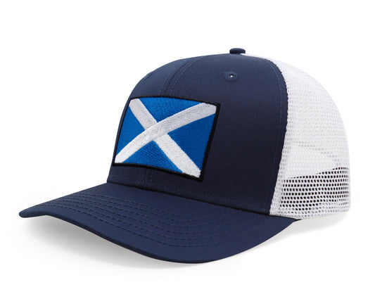 Scotland Flag Hat for Men and Women - Snapback Trucker Baseball Cap by International Tie (Navy White) - International Tie