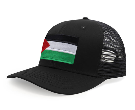 Palestine Flag Hat for Men and Women – Snapback Trucker Baseball Cap by International Tie (All Black) - International Tie