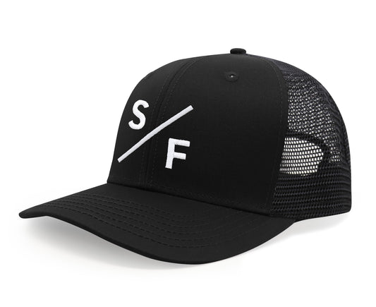 International Tie San Francisco SF Hat for Men and Women - Snapback Trucker Baseball Cap (All Black)