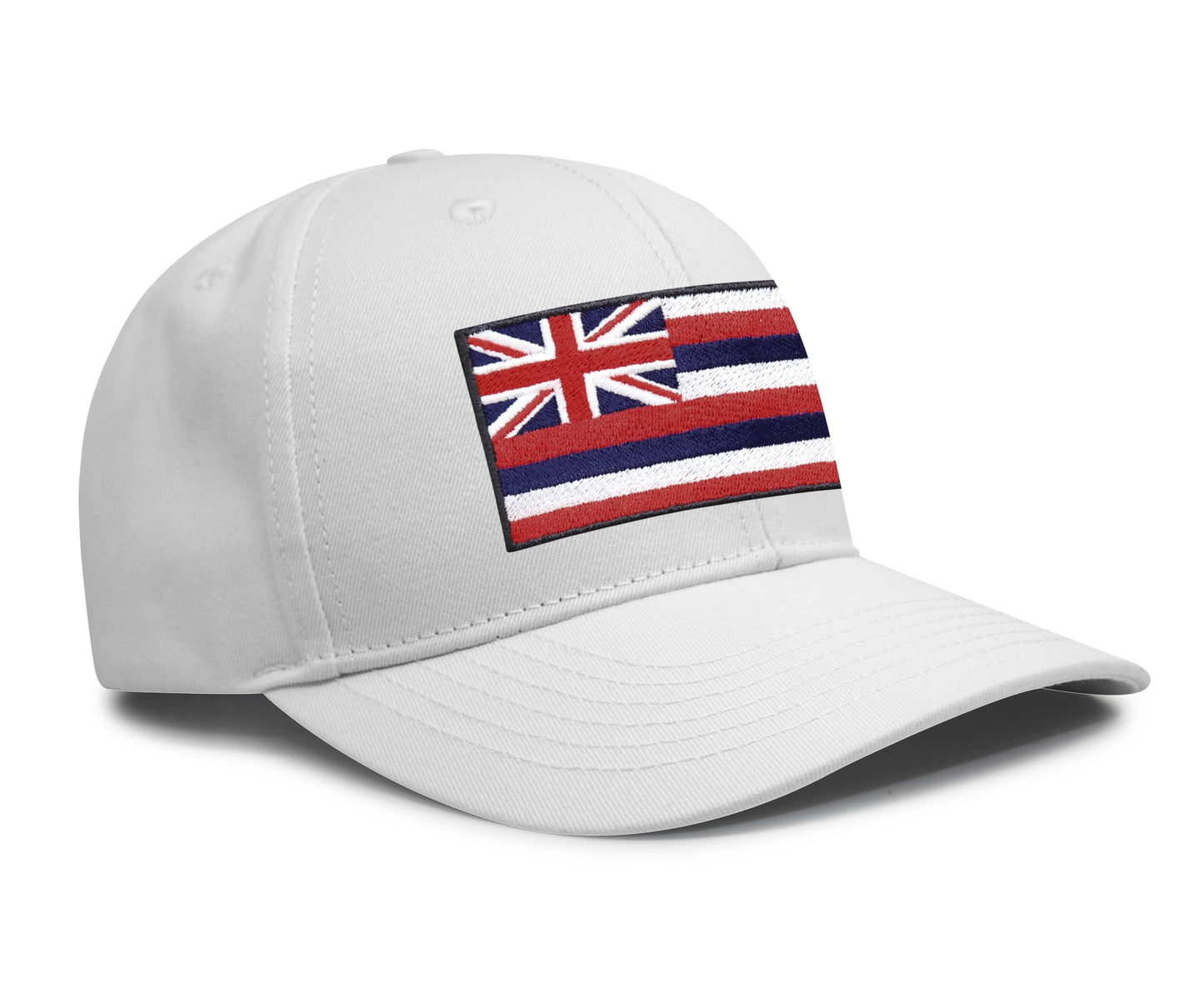 International Tie Hawaiian Flag Trucker Hat for Men & Women - Adjustable Snapback Baseball Cap with Embroidered Patch (All White)