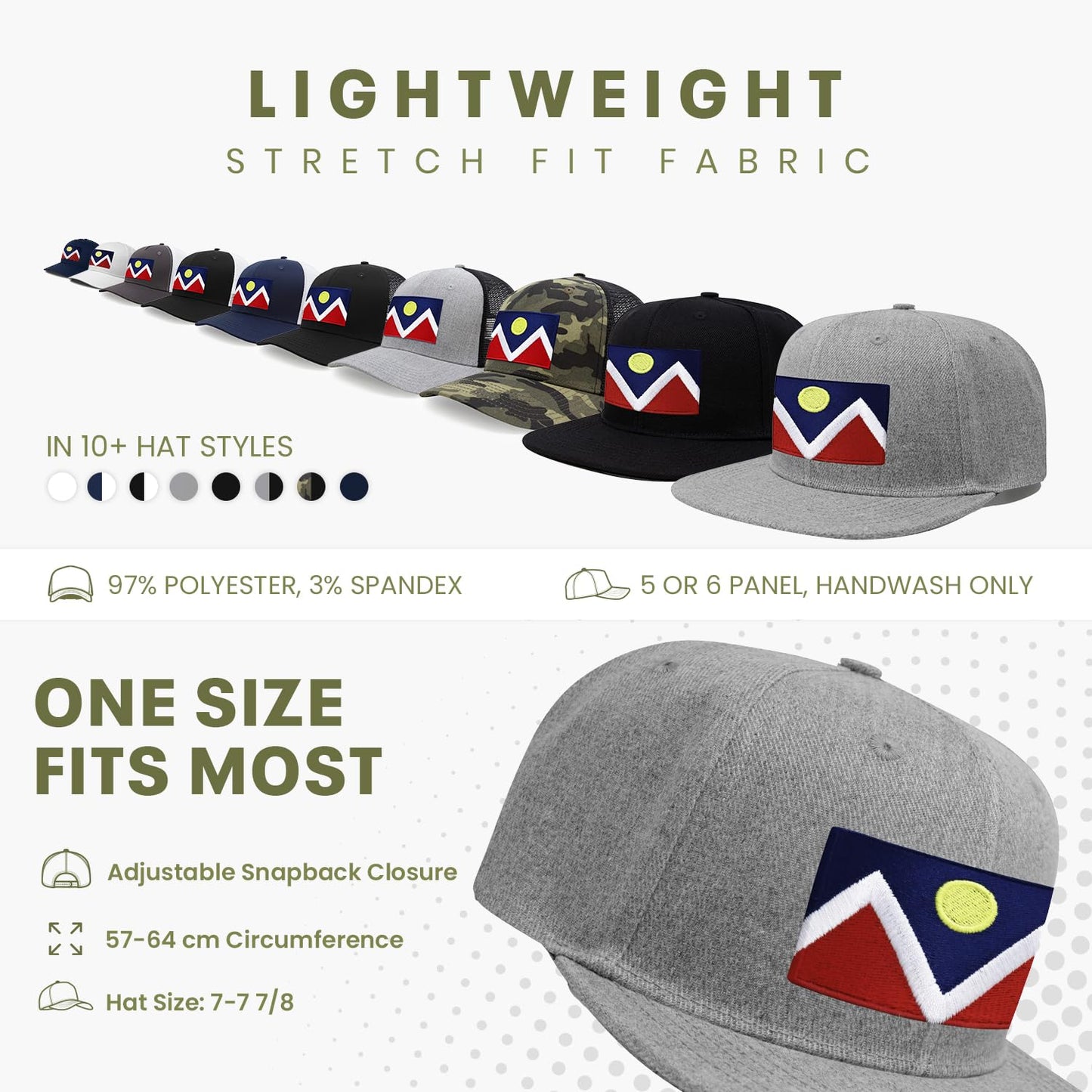 International Tie Denver Flag Trucker Hat for Men and Women â Snapback Baseball Cap (Grey Flatbill)
