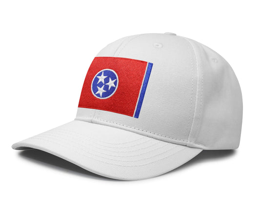 International Tie Premium Tennessee Flag Patch Hat for Men and Women - Snapback Trucker Baseball Cap (All White) - International Tie