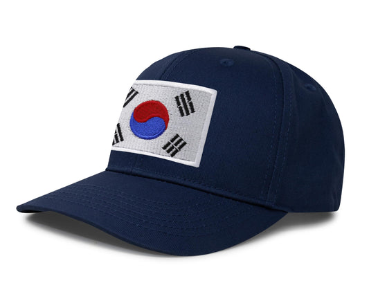 International Tie Country Hat for Men and Women, Adjustable Snapback Trucker Baseball Cap with Embroidered Patch (South Korea, All Navy)