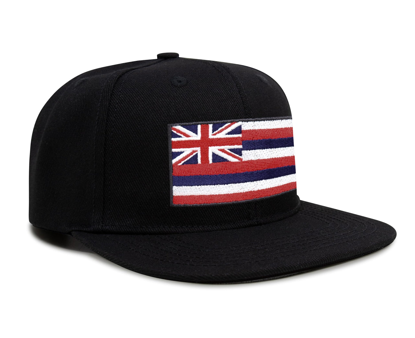International Tie Hawaiian Flag Trucker Hat for Men & Women - Adjustable Snapback Baseball Cap with Embroidered Patch (Black Flatbill)