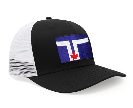 International Tie City Hat for Men and Women, Adjustable Snapback Trucker Baseball Cap with Embroidered Patch (Toronto, Black White) - International Tie