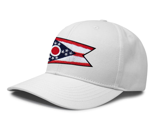 International Tie Premium Ohio - Flag Patch Hat for Men and Women - Snapback Trucker Baseball Cap (All White)