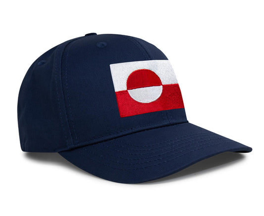 International Tie Country Hat for Men and Women, Adjustable Snapback Trucker Baseball Cap with Embroidered Patch (Greenland, All Navy) - International Tie