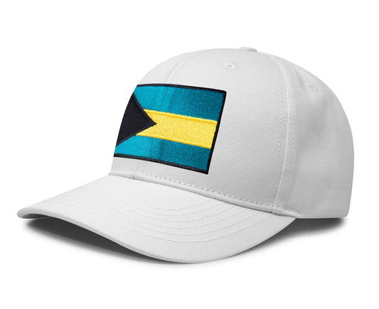 Bahamas Flag Hat for Men and Women – Adjustable Bahamian Snapback Baseball Cap by International Tie (All White) - International Tie