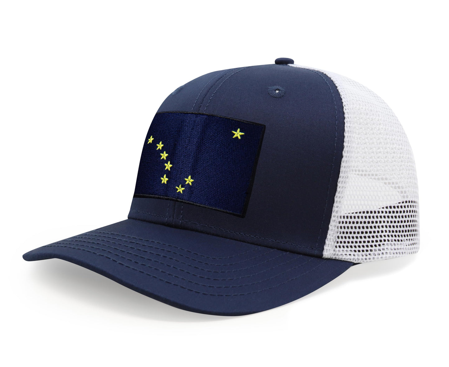 International Tie Premium Alaska Flag Hat for Men and Women - Snapback Trucker Baseball Cap (Navy White)