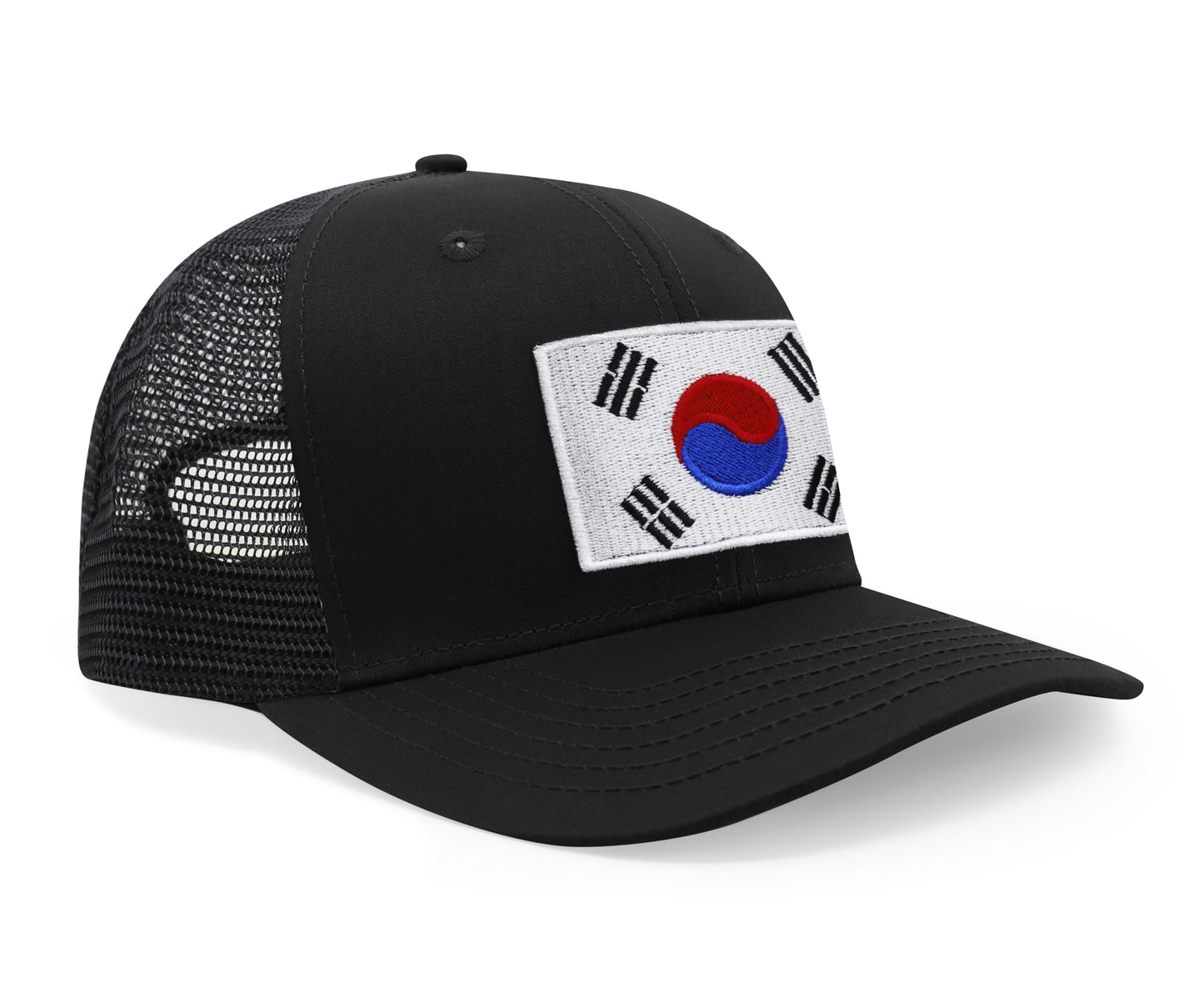 Premium South Korea Flag Hat for Men and Women - Snapback Trucker Baseball Cap (All Black)