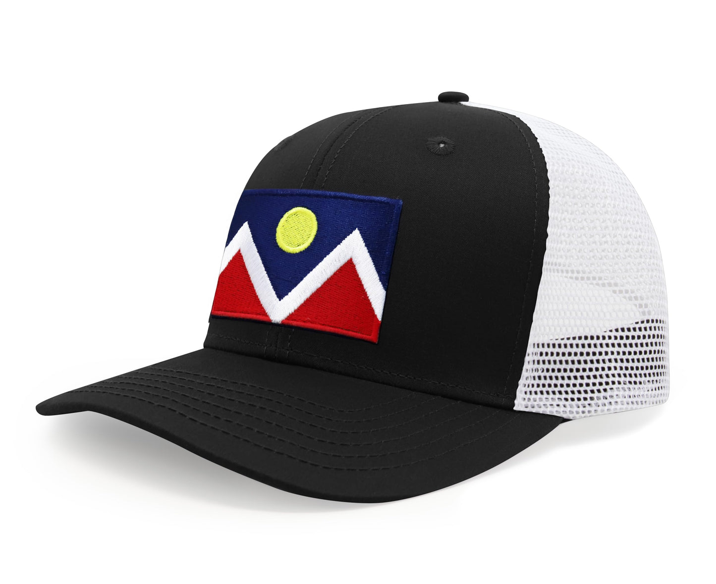 Premium Denver Colorado Flag Hat for Men and Women - Snapback Trucker Baseball Cap (Black/White)