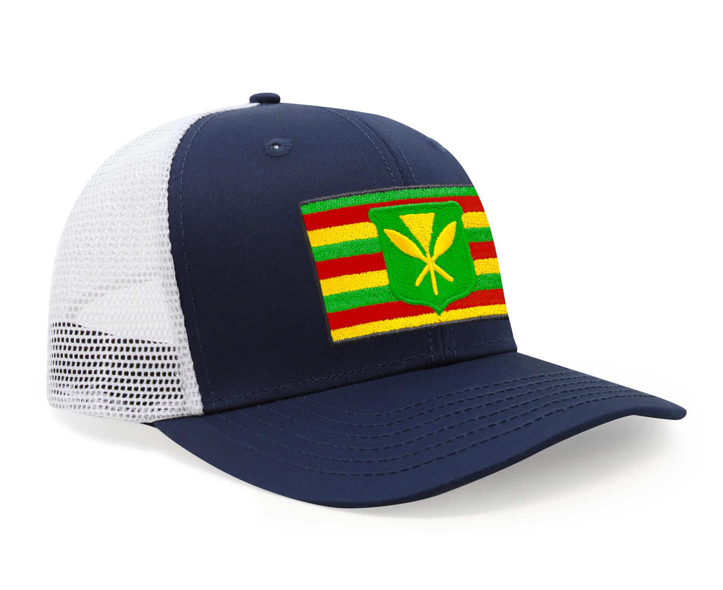 International Tie Kanaka Maoli Hat for Men and Women - Snapback Trucker Baseball Cap (Navy White)