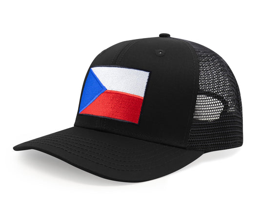 Czech Republic Flag Hat for Men and Women – Adjustable Snapback Baseball Cap by International Tie (All Black) - International Tie