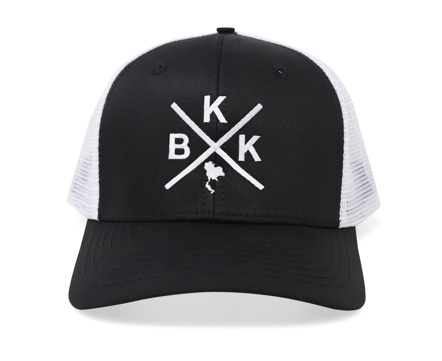 International Tie Bangkok BKK Hat for Men and Women - Snapback Trucker Baseball Cap (Black/White)