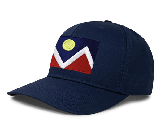 International Tie City Hat for Men and Women, Adjustable Snapback Trucker Baseball Cap with Embroidered Patch (Denver, All Navy)