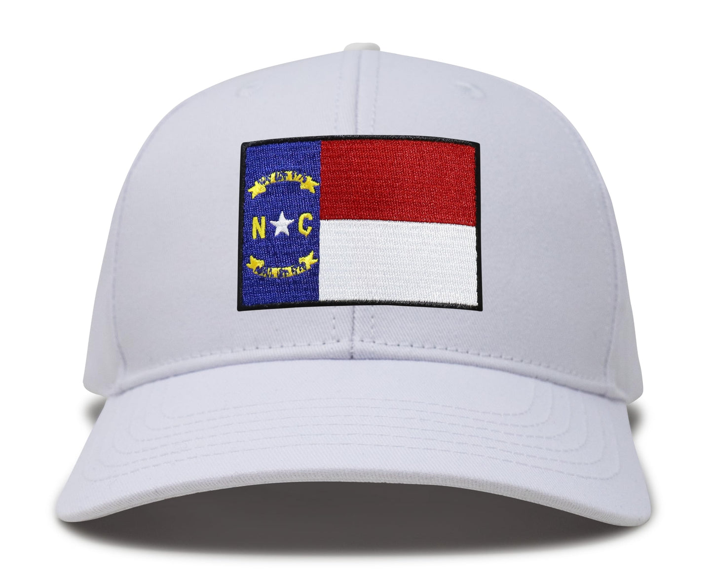 International Tie State Hat for Men and Women, Adjustable Snapback Trucker Baseball Cap with Embroidered Patch (North Carolina, All White)