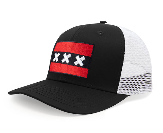 Amsterdam Flag Hat for Men and Women – Adjustable Snapback Baseball Cap by International Tie (Black White) - International Tie