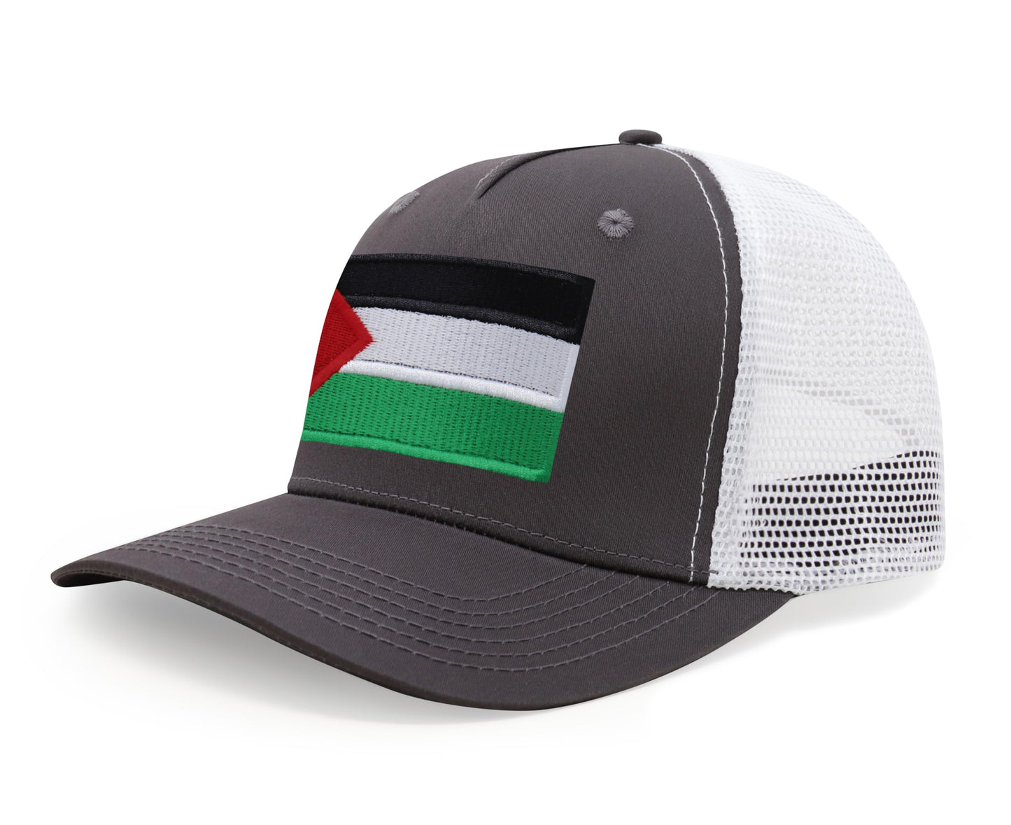International Tie Palestine Hat for Men and Women - Snapback Trucker Baseball Cap (Grey/White)