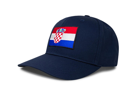 International Tie Country Hat for Men and Women, Adjustable Snapback Trucker Baseball Cap with Embroidered Patch (Croatia, All Navy) - International Tie