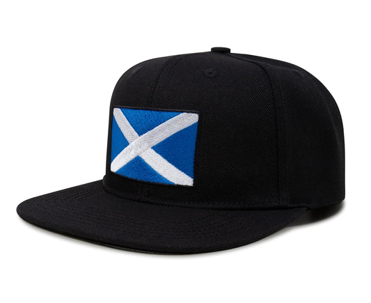 Scottish Flag Hat for Men and Women – Snapback Trucker Baseball Cap by International Tie (Black Flatbill) - International Tie
