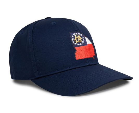 International Tie Stateline Flag Hat for Men and Women - Snapback Trucker Baseball Cap (Georgia, All Navy) - International Tie