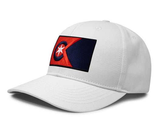 International Tie Cleveland Flag Hat for Men and Women - Adjustable Snapback Trucker Baseball Cap (All White)