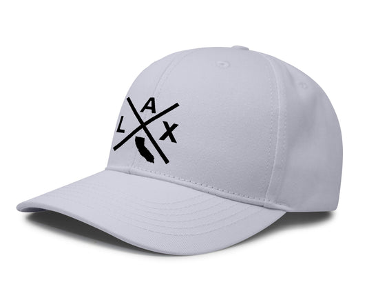 International Tie Hat for Men and Women, Snapback Trucker Baseball Cap, Embroidered Cross Logo (LAX - Los Angeles International Airport, All White) - International Tie