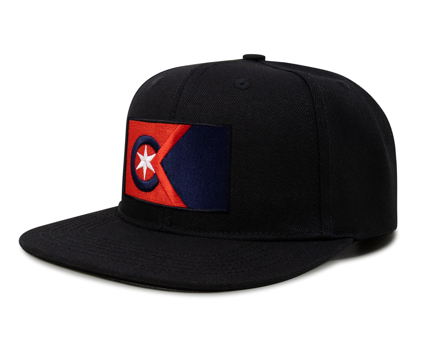 International Tie Cleveland Flag Hat for Men and Women - Adjustable Snapback Trucker Baseball Cap (Black Flatbill)