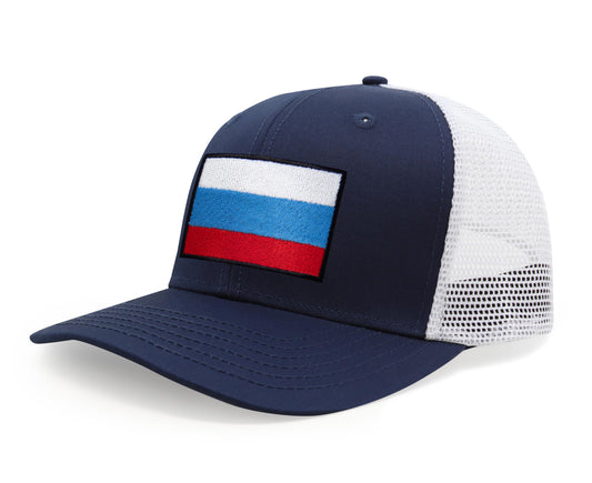 International Tie Russian Flag Hat for Men and Women - Adjustable Snapback Trucker Baseball Cap (All Navy) - International Tie