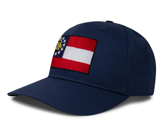 International Tie State Hat for Men and Women, Adjustable Snapback Trucker Baseball Cap with Embroidered Patch (Georgia, All Navy) - International Tie