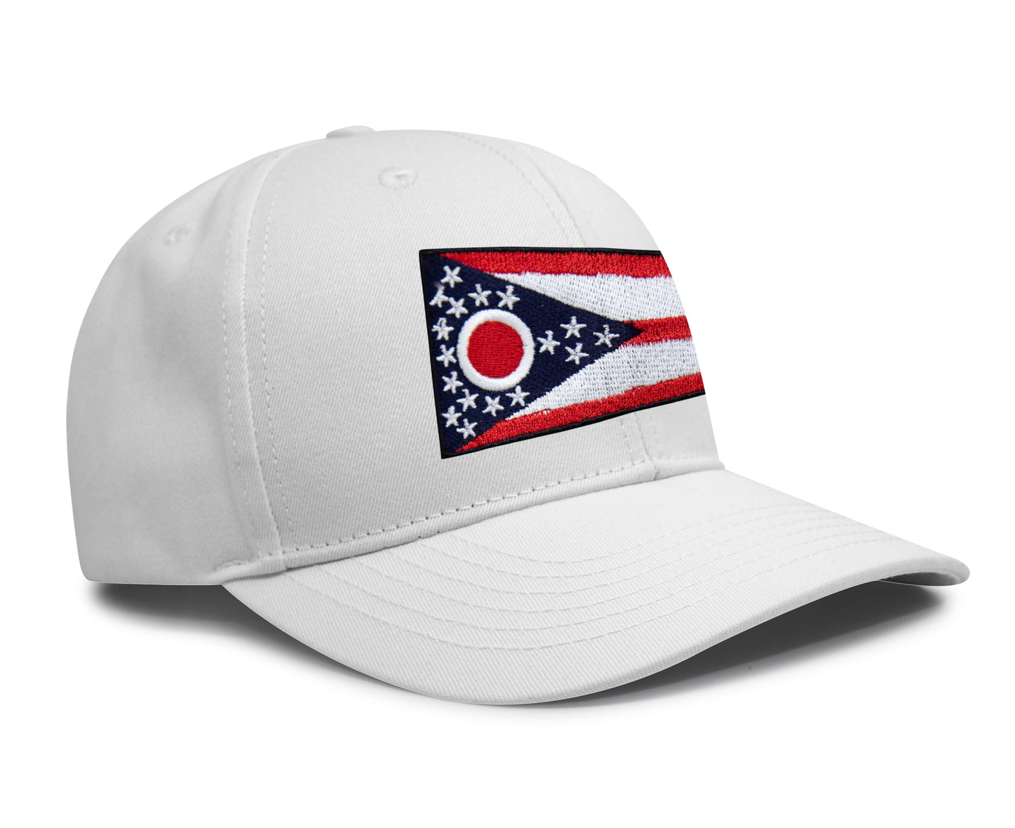 International Tie Premium Ohio - Flag Patch Hat for Men and Women - Snapback Trucker Baseball Cap (All White)