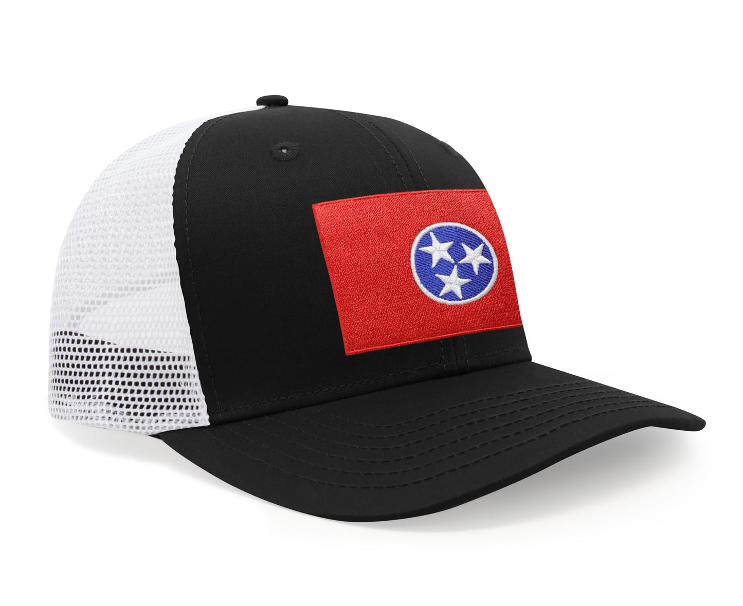 International Tie Premium Tennessee Flag Patch Hat for Men and Women - Snapback Trucker Baseball Cap (Black White)
