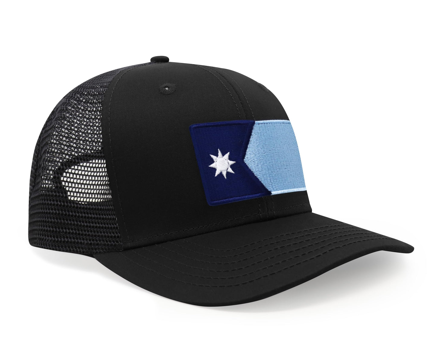 International Tie Premium Minnesota State Flag Hat for Men and Women - Snapback Trucker Baseball Cap (All Black)