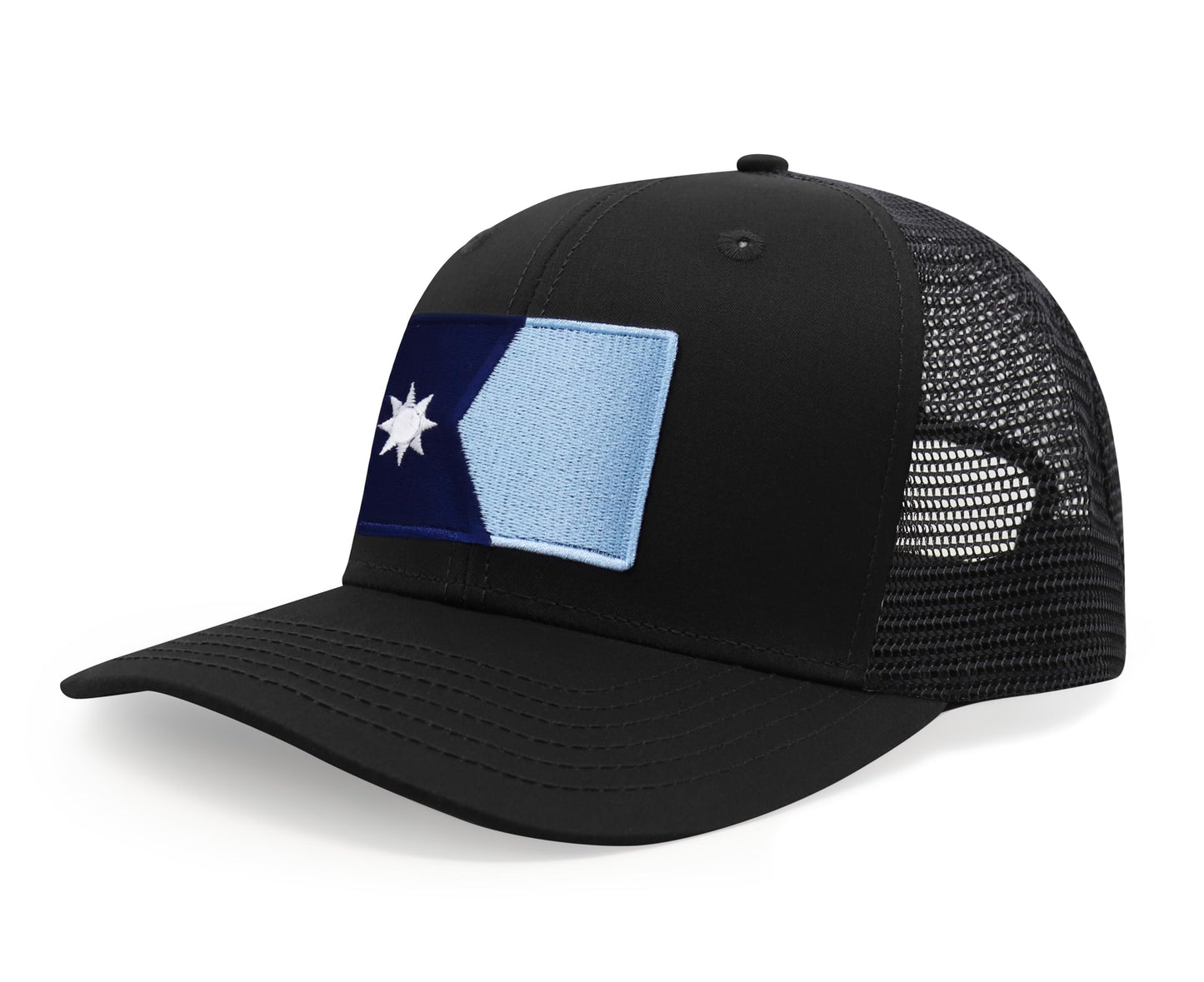 International Tie Premium Minnesota State Flag Hat for Men and Women - Snapback Trucker Baseball Cap (All Black)