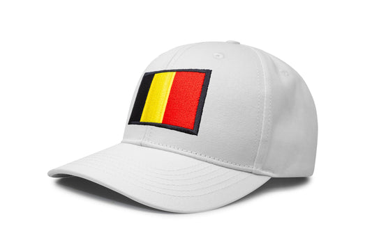 International Tie Country Hat for Men and Women, Adjustable Snapback Trucker Baseball Cap with Embroidered Patch (Belgium, All White) - International Tie