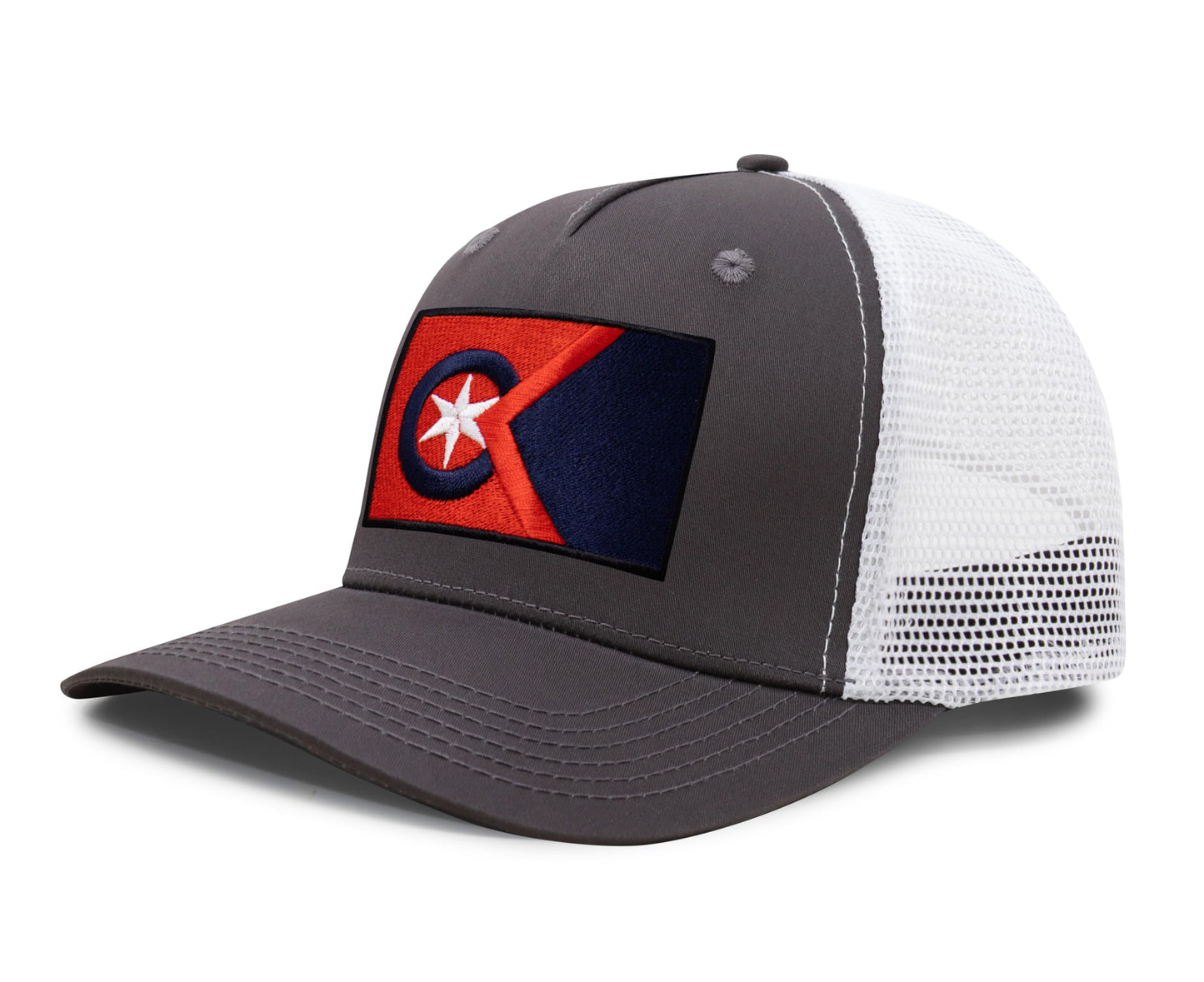 International Tie Cleveland Flag Hat for Men and Women - Adjustable Snapback Trucker Baseball Cap (Grey White)