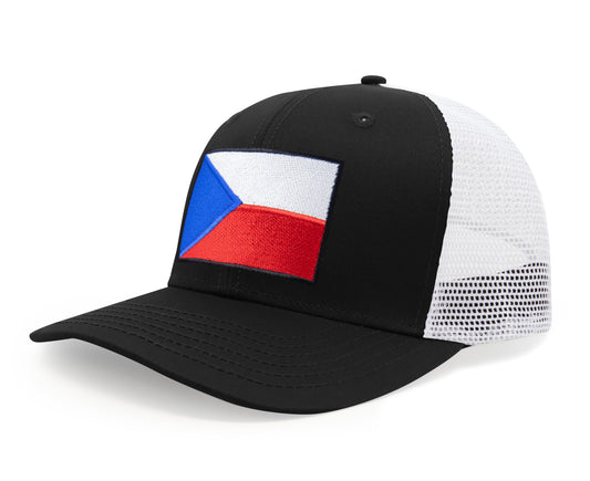 Czech Republic Flag Hat for Men and Women – Adjustable Snapback Baseball Cap by International Tie (Black White) - International Tie