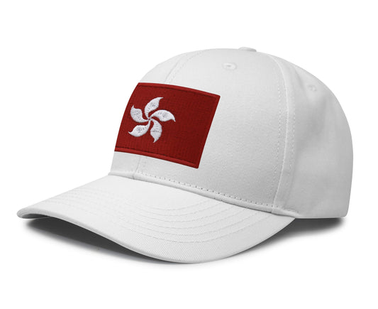 International Tie Hong Kong Flag Hat for Men and Women – Snapback Trucker Baseball Cap (All White) - International Tie